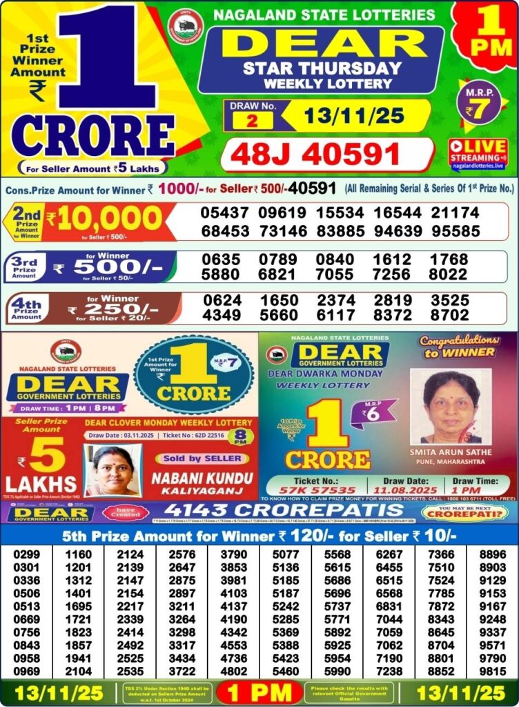 Dear Lottery Result 1 PM