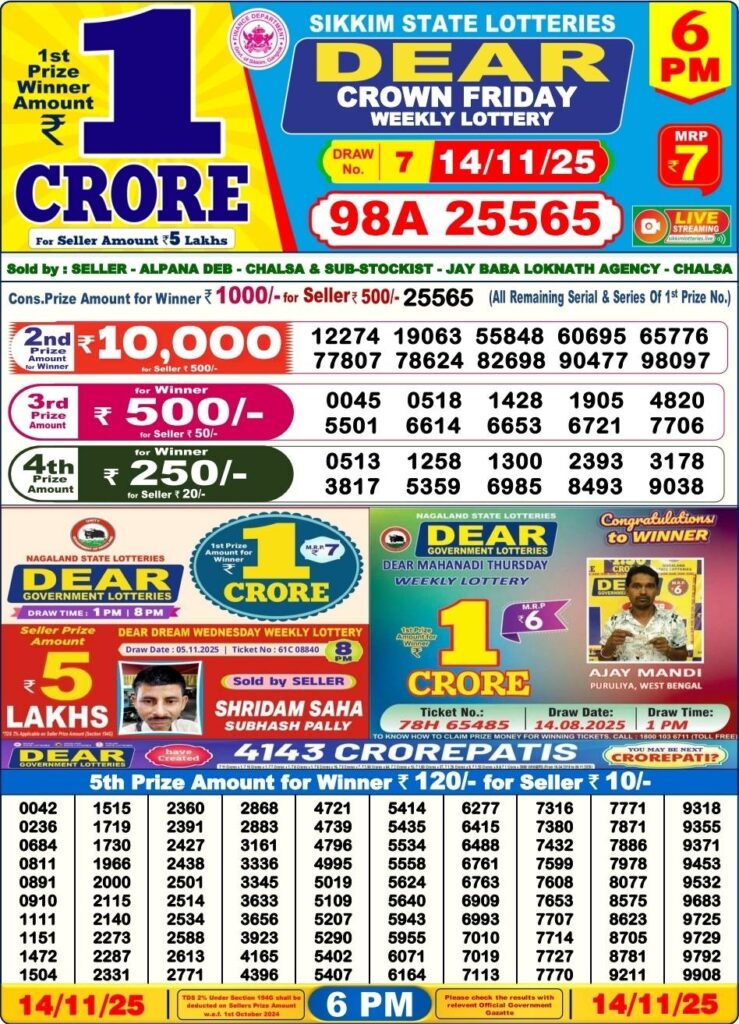 Dear Lottery Result 6 PM