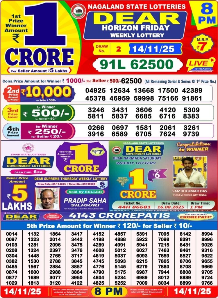 Dear Lottery Result 8 PM