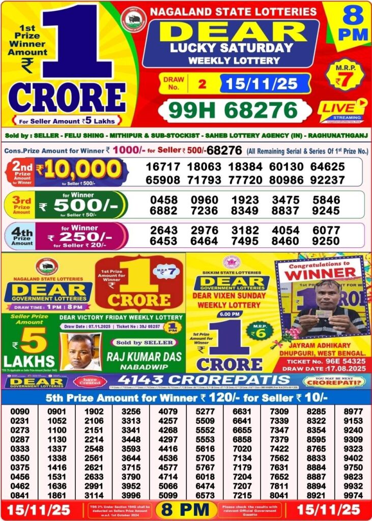Dear Lottery Result 8 PM