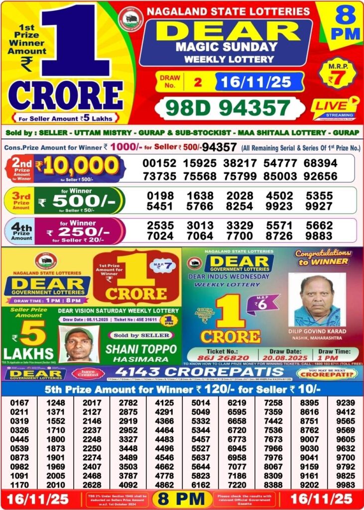 Dear Lottery Result 8 PM