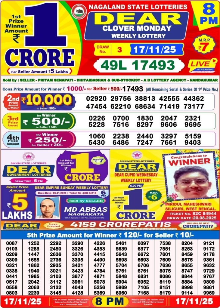 Dear Lottery Result 8 PM