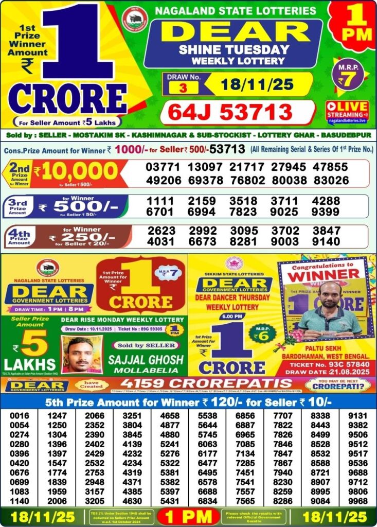 Dear Lottery Result 1 PM