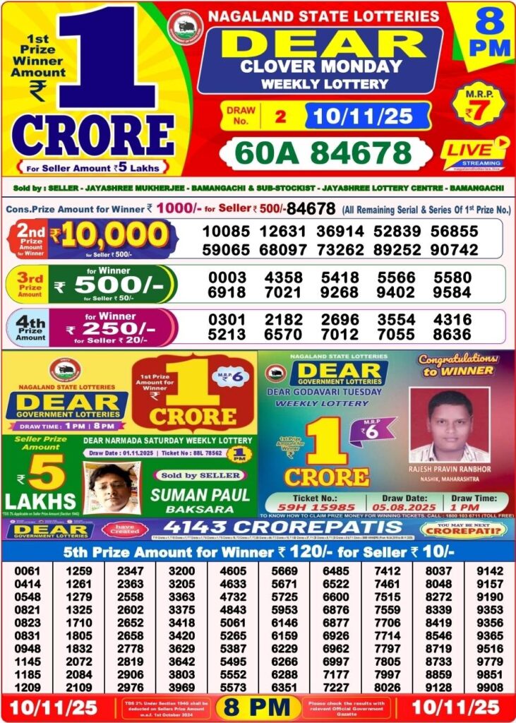 Dear Lottery Result 8 PM